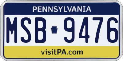PA license plate MSB9476