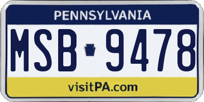 PA license plate MSB9478