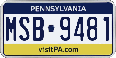 PA license plate MSB9481