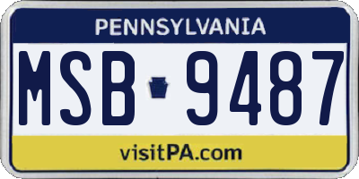 PA license plate MSB9487