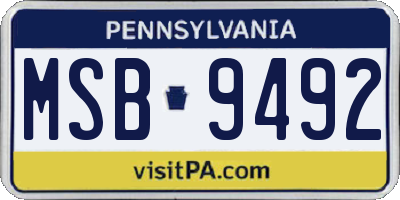 PA license plate MSB9492