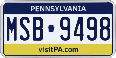 PA license plate MSB9498