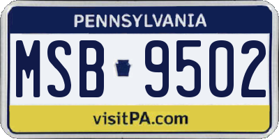 PA license plate MSB9502