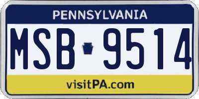 PA license plate MSB9514