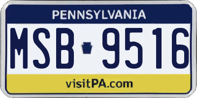 PA license plate MSB9516