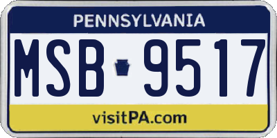 PA license plate MSB9517