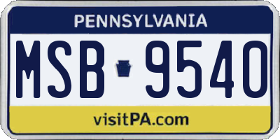 PA license plate MSB9540