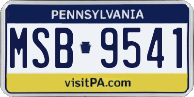 PA license plate MSB9541