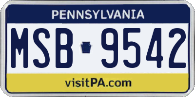 PA license plate MSB9542