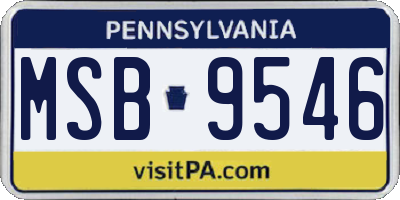 PA license plate MSB9546