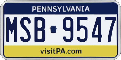 PA license plate MSB9547