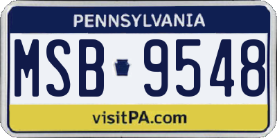PA license plate MSB9548