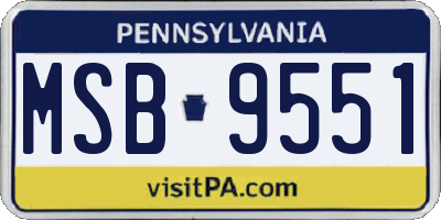 PA license plate MSB9551