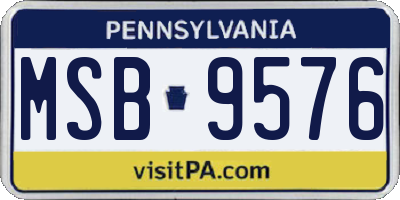 PA license plate MSB9576
