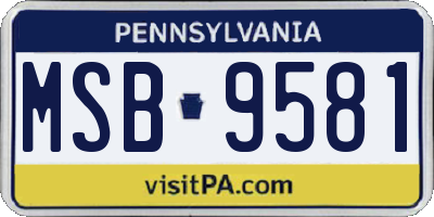 PA license plate MSB9581