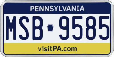 PA license plate MSB9585