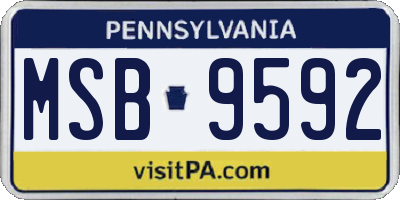 PA license plate MSB9592