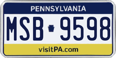 PA license plate MSB9598