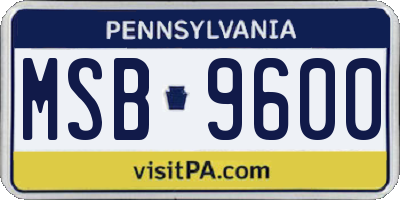 PA license plate MSB9600