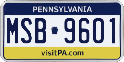 PA license plate MSB9601