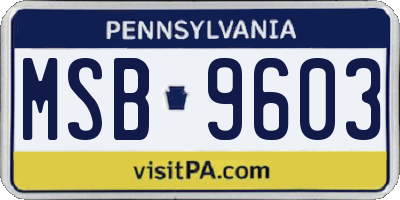 PA license plate MSB9603