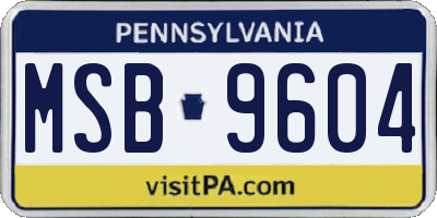 PA license plate MSB9604