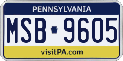 PA license plate MSB9605