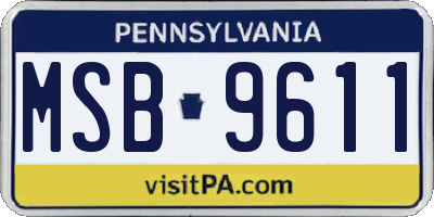 PA license plate MSB9611