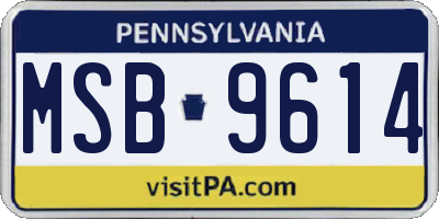 PA license plate MSB9614