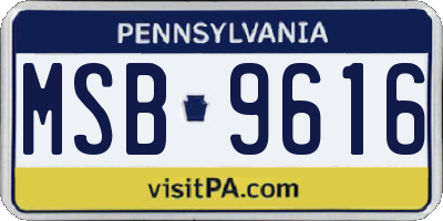 PA license plate MSB9616