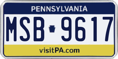 PA license plate MSB9617