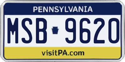 PA license plate MSB9620