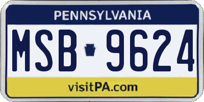 PA license plate MSB9624