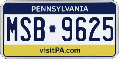 PA license plate MSB9625