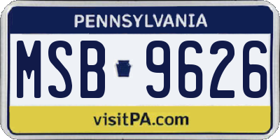 PA license plate MSB9626