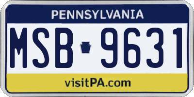 PA license plate MSB9631