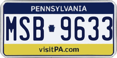 PA license plate MSB9633