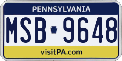 PA license plate MSB9648