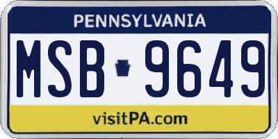 PA license plate MSB9649