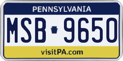 PA license plate MSB9650