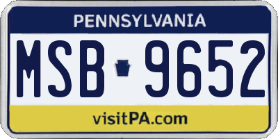 PA license plate MSB9652