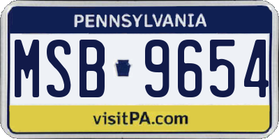 PA license plate MSB9654