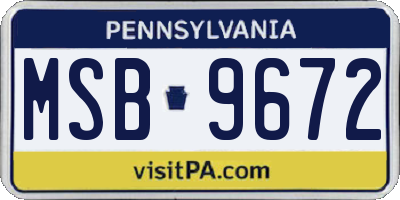 PA license plate MSB9672