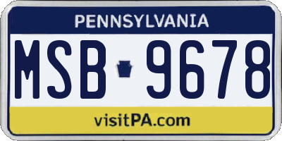 PA license plate MSB9678