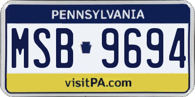 PA license plate MSB9694