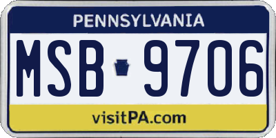 PA license plate MSB9706