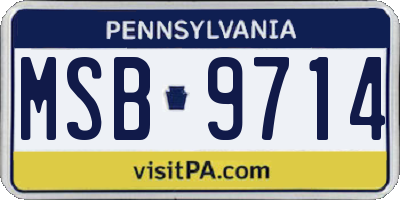 PA license plate MSB9714