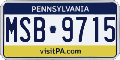 PA license plate MSB9715
