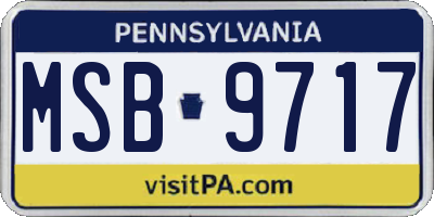 PA license plate MSB9717