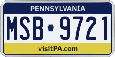 PA license plate MSB9721